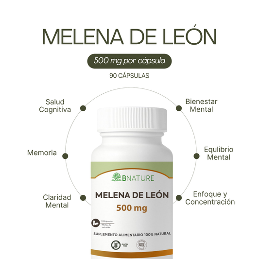 Melena de León 500 mg - Hongos Funcionales | 90 Cápsulas