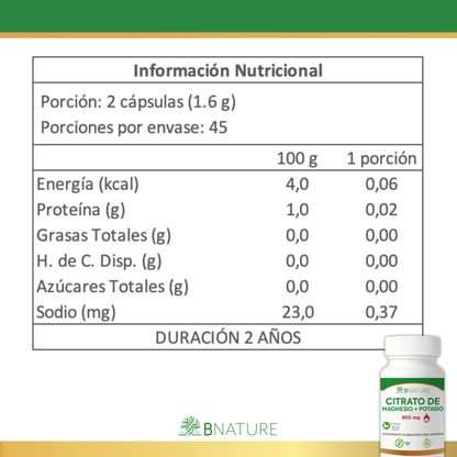 Citrato de Magnesio y Potasio