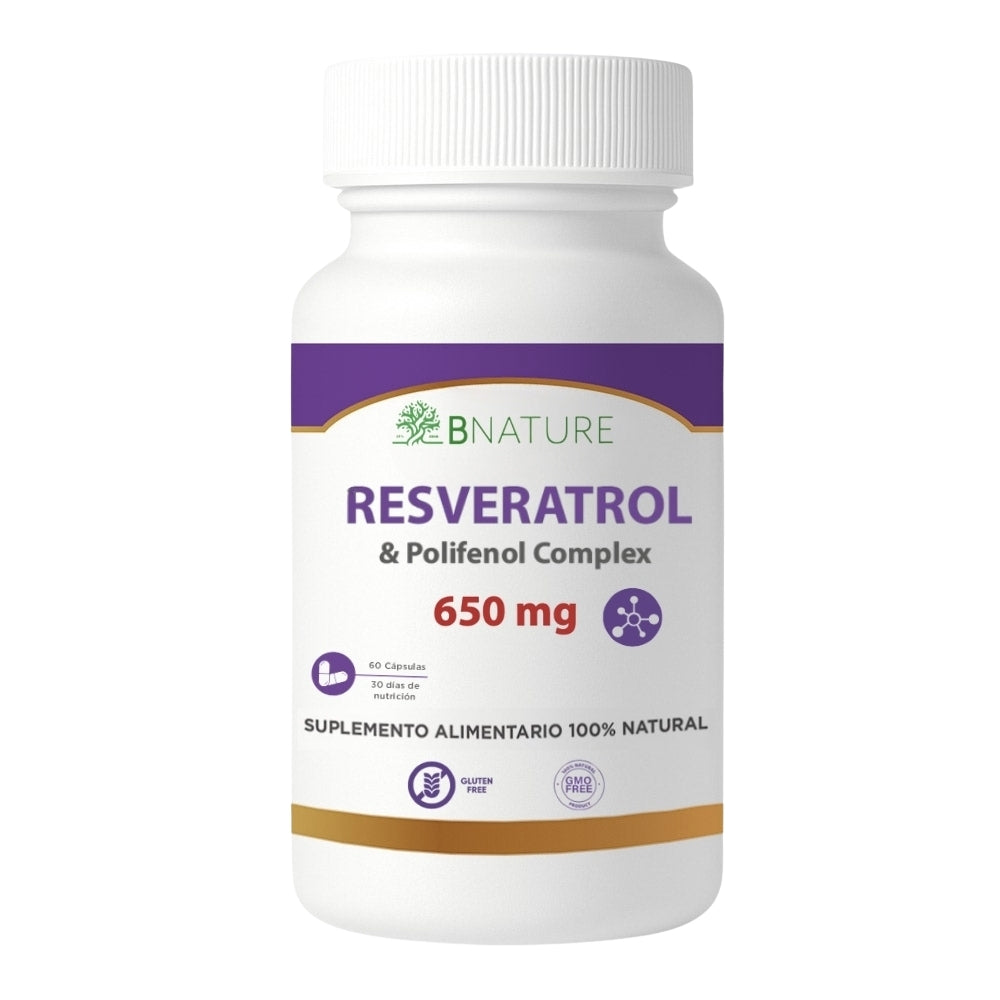 Resveratrol & Polifenoles del Vino Tinto 650 mg | Antioxidante Natural