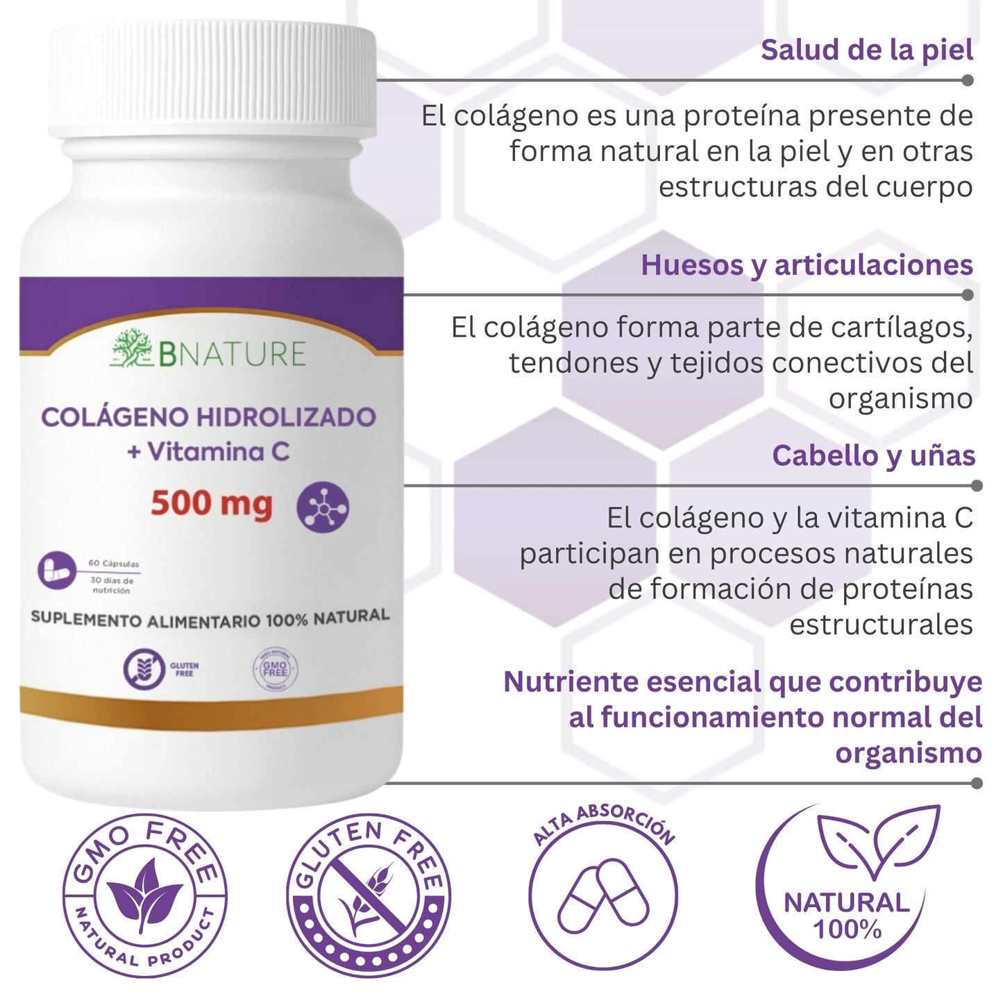 Colágeno Hidrolizado + Vitamina C 500 Mg