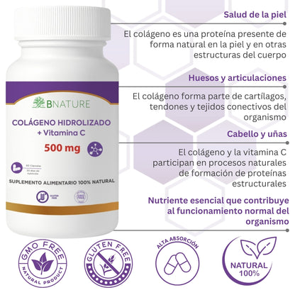 Colágeno Hidrolizado + Vitamina C 500 Mg