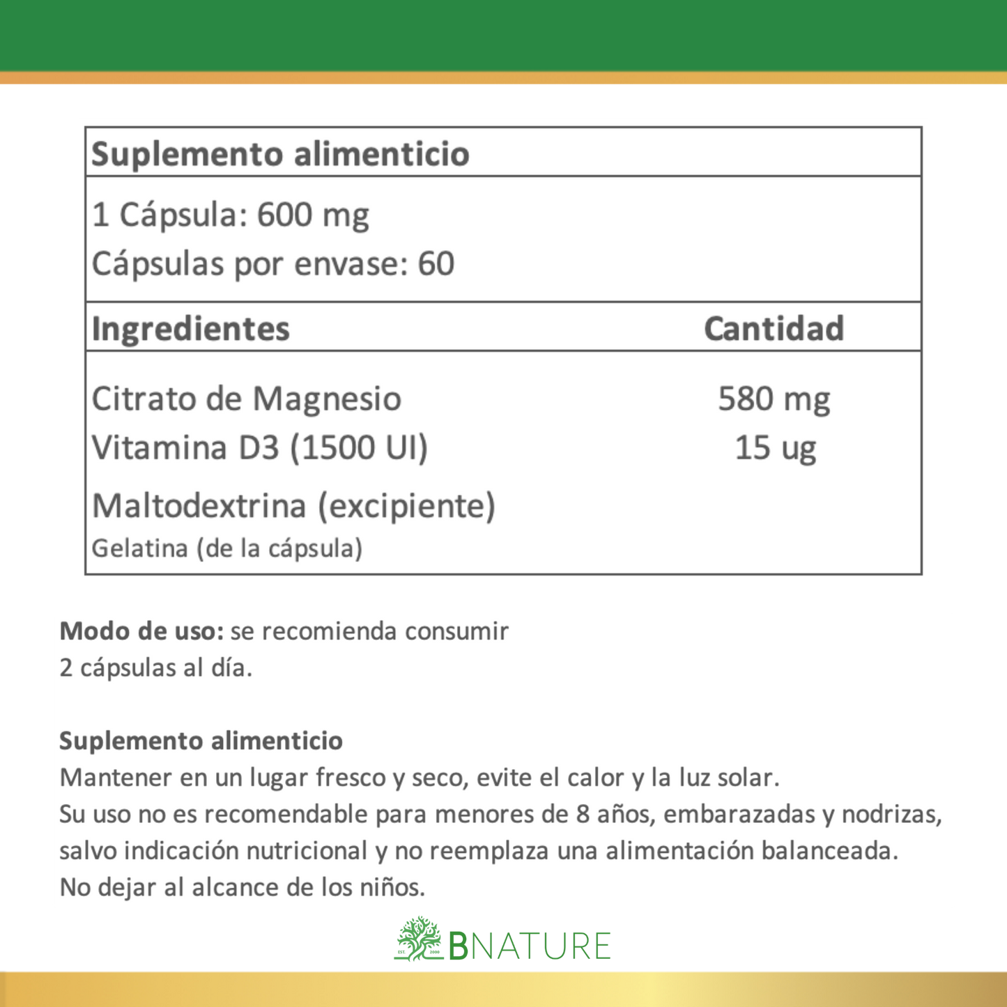 Citrato de Magnesio + Vitamina D3