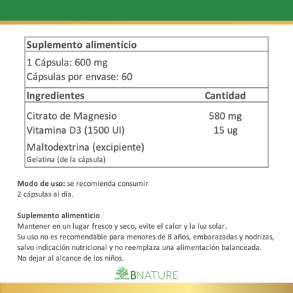 Citrato de Magnesio + Vitamina D3