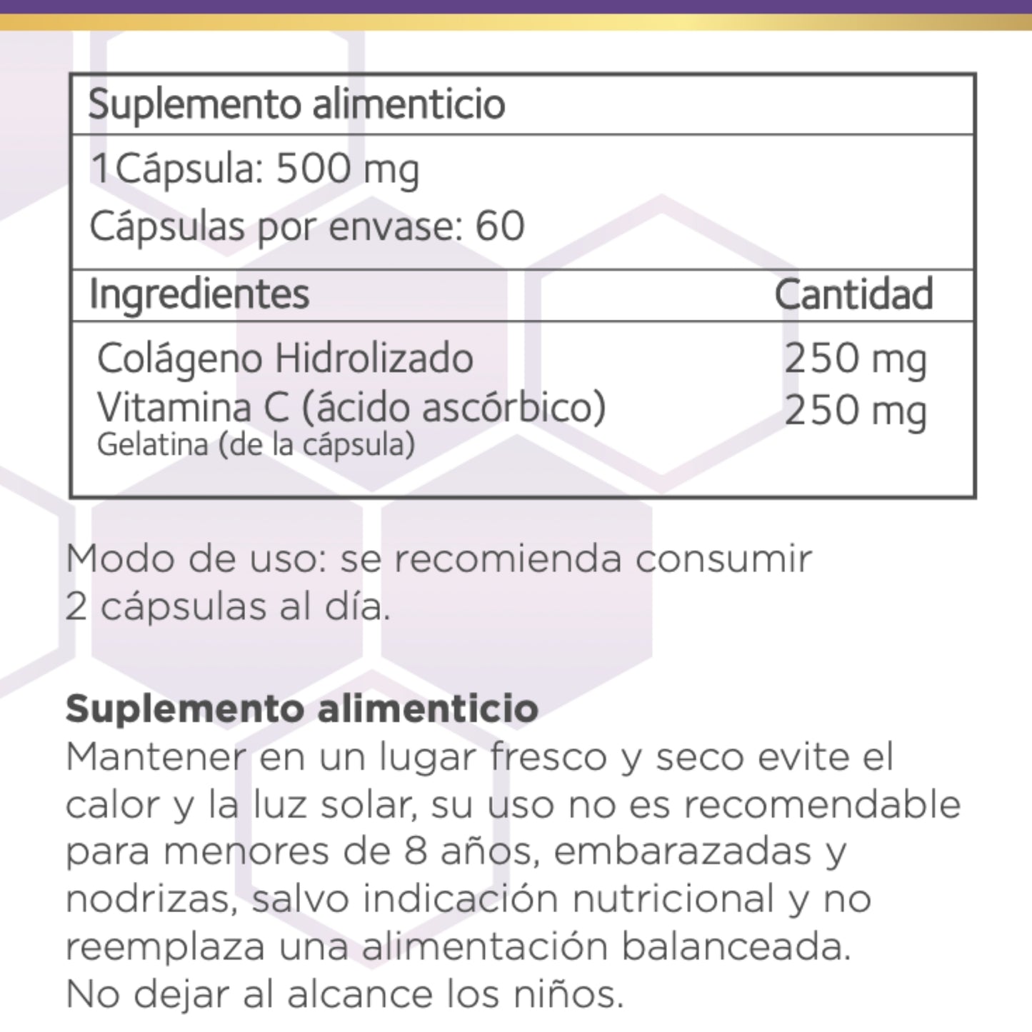 Colágeno Hidrolizado + Vitamina C 500 Mg