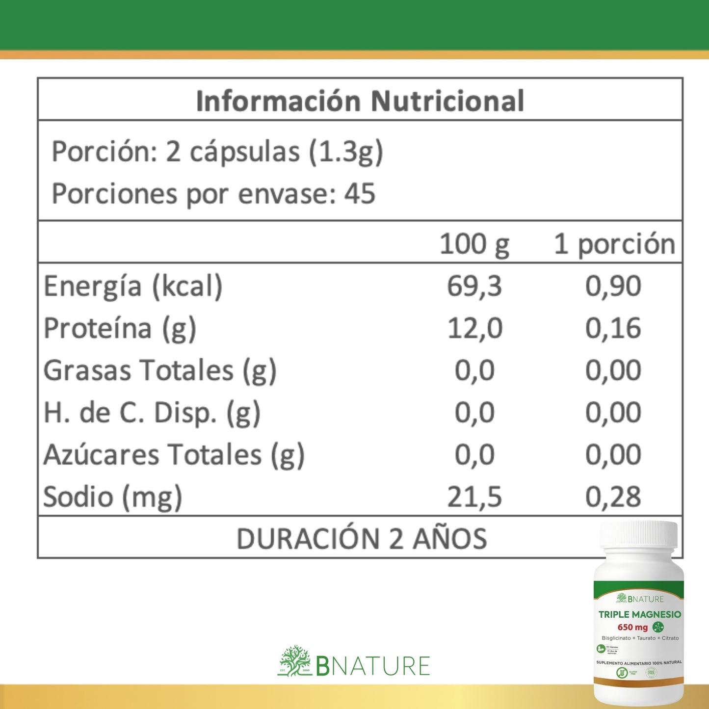Triple Magnesio – Citrato, Bisglicinato y Taurato 650mg