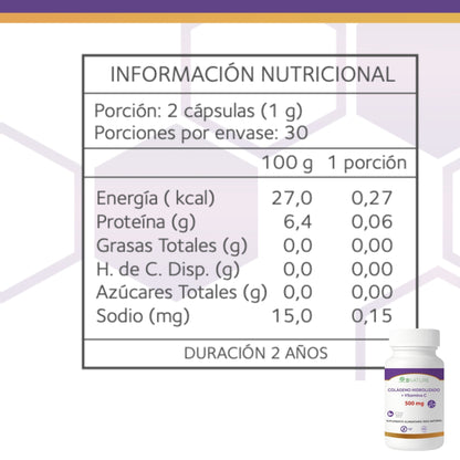 Colágeno Hidrolizado + Vitamina C 500 Mg