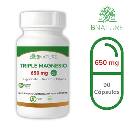 Triple Magnesio – Citrato, Bisglicinato y Taurato 650mg