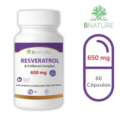 Resveratrol & Polifenoles del Vino Tinto 650 mg | Antioxidante Natural