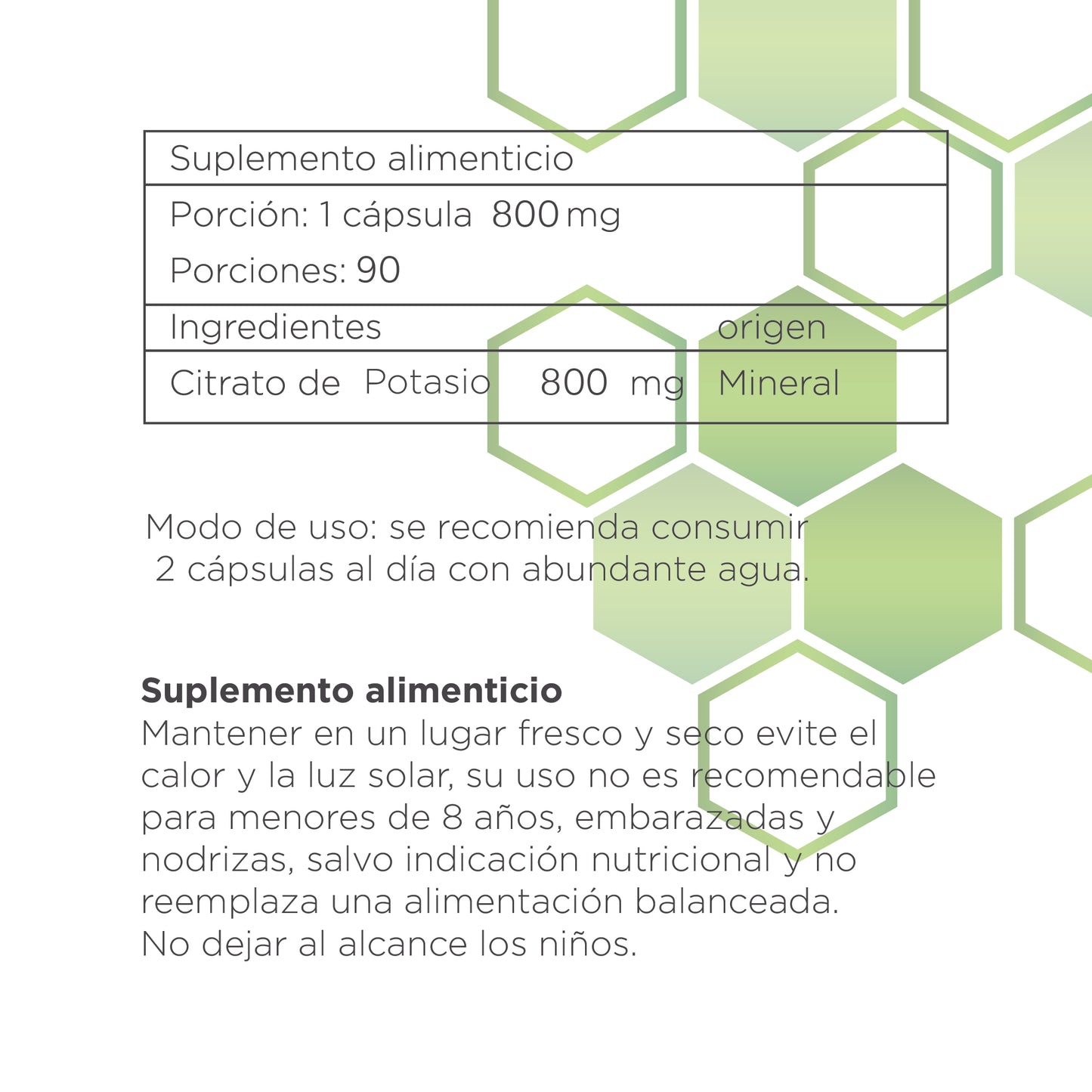 Citrato de Potasio 800 Mg