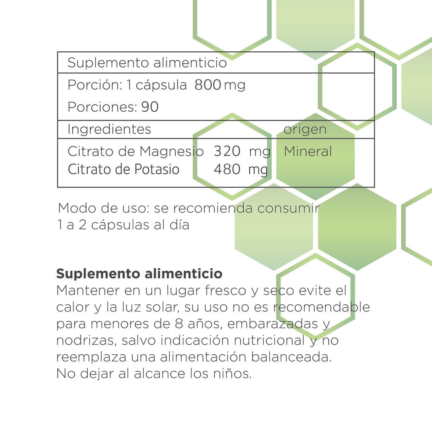 Citrato de Magnesio y Potasio 800 Mg