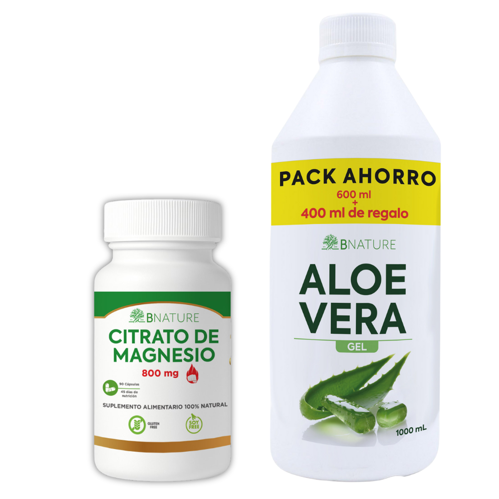 Pack Armonía Interna: Citrato de Magnesio 800 mg + Aloe Vera Gel 1L