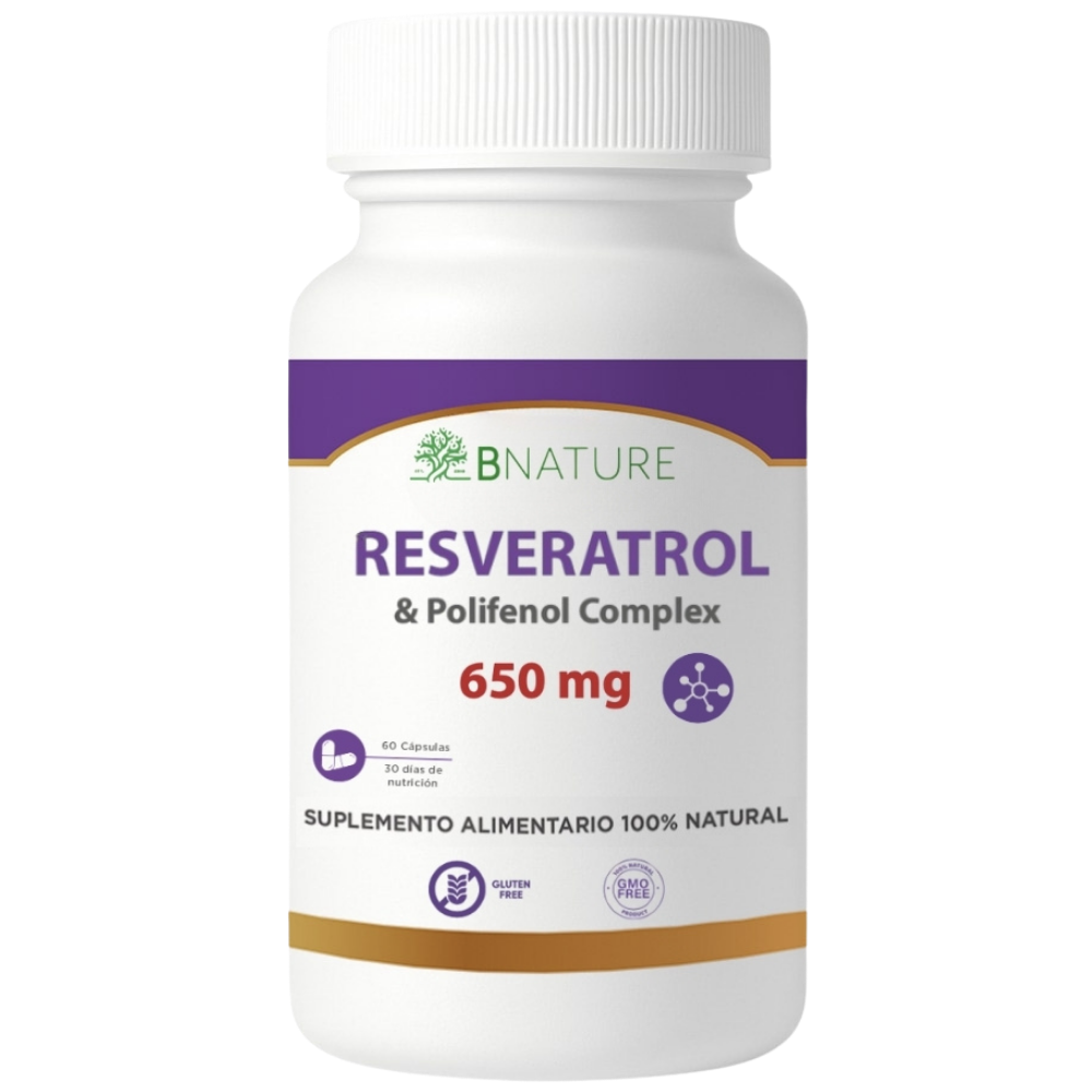 Resveratrol & Polifenoles del Vino Tinto 650 mg | Antioxidante Natural