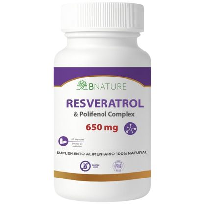 Resveratrol & Polifenoles del Vino Tinto 650 mg | Antioxidante Natural