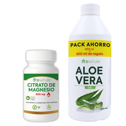 Pack Armonía Interna: Citrato de Magnesio 800 mg + Aloe Vera Gel 1L