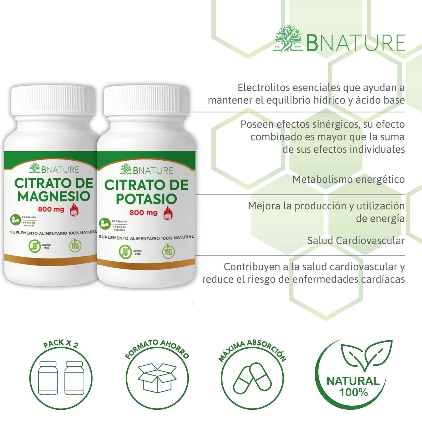 Pack Citrato de Magnesio + Citrato de Potasio 800mg
